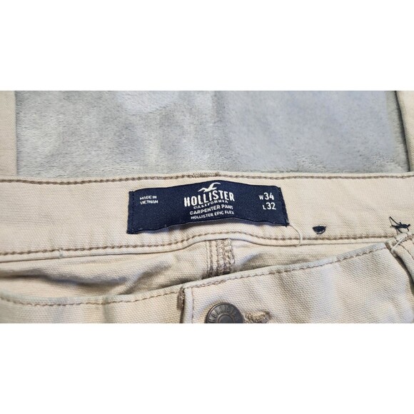 Hollister Baggy Y2K Cream Men’s 34x32 Solid Workwear Carpenter Pants - Picture 6 of 9